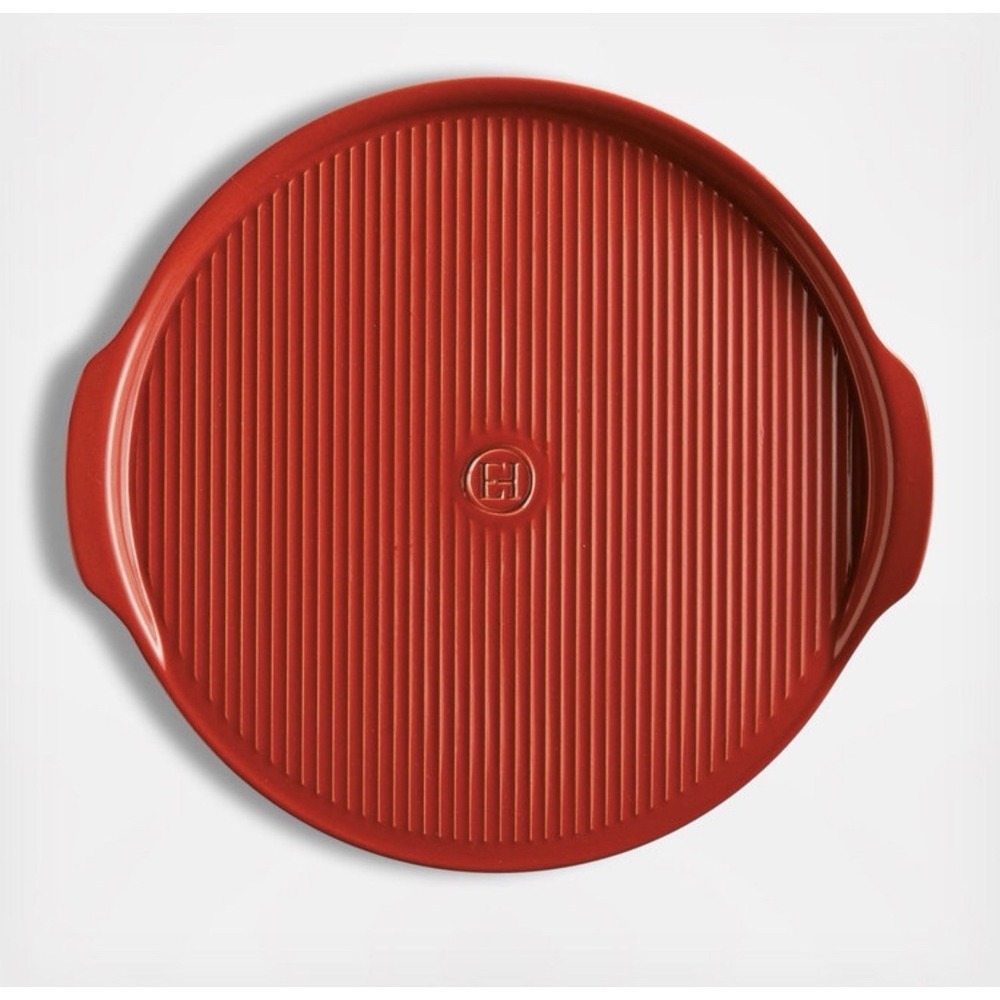 Emile Henry Ceramic Pizza Stone BBQ Made In France 14"  Red Baking High Heat